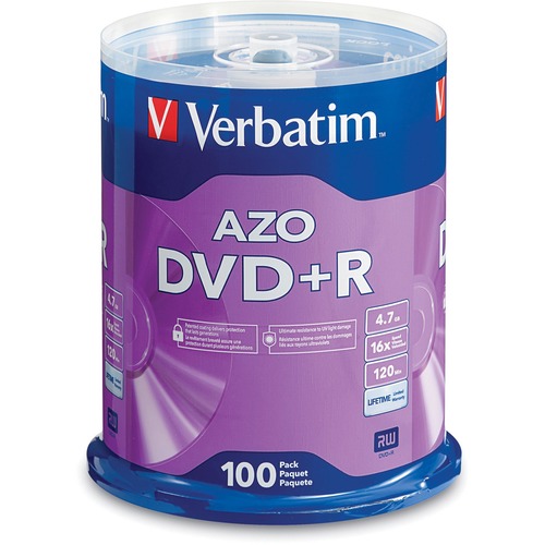 Dvd+r Discs, 4.7gb, 16x, Spindle, 100/pack