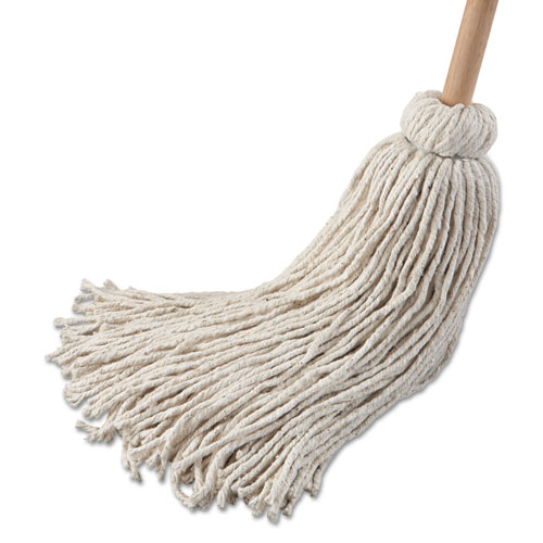 Deck Mop; 54" Wooden Handle, 32 Oz Cotton Fiber Head, 6/pack