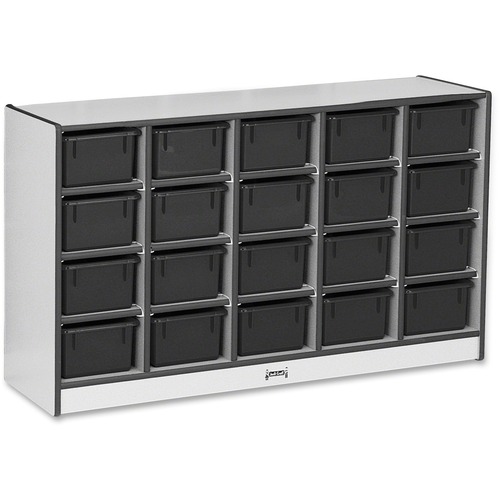 Jonti-Craft, Inc.  Mobile 20 Cubbie-Tray Unit,w/Color Bins,29.5"x48"x15",Black