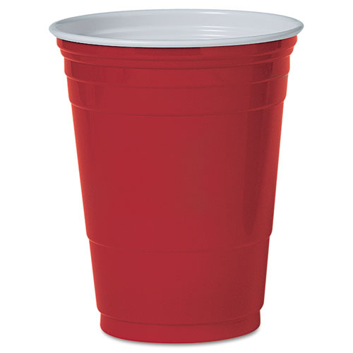 SOLO PLASTIC PARTY COLD CUPS, 16OZ, RED, 50/PACK