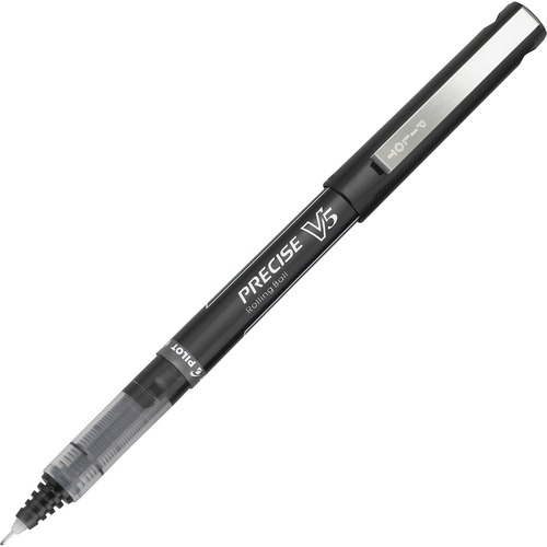 PRECISE V5 STICK ROLLER BALL PEN, EXTRA-FINE 0.5MM, BLACK INK/BARREL, DOZEN