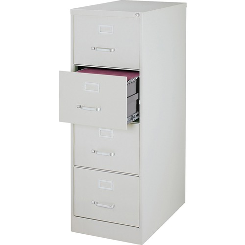 Lorell  Vertical File Cabinet, 4 DR, LGL, 18"X28-1/2"X52", LGY