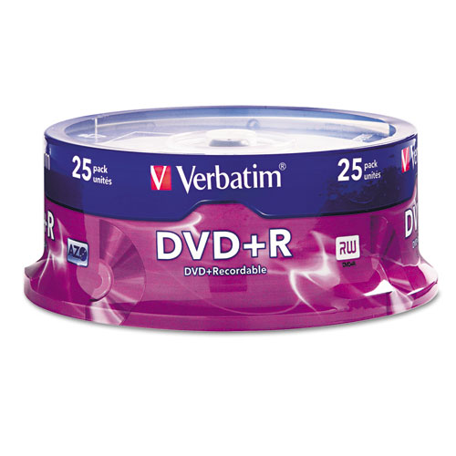 Dvd+r Discs, 4.7gb, 16x, Spindle, Silver, 25/pack