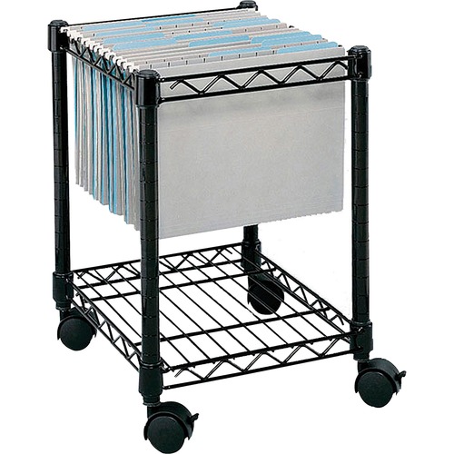 COMPACT MOBILE WIRE FILE CART, ONE-SHELF, 15.5W X 14D X 19.75H, BLACK