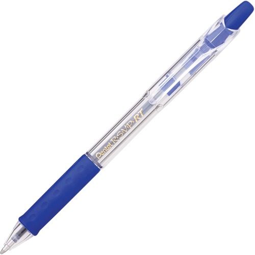 R.S.V.P. RT RETRACTABLE BALLPOINT PEN, MEDIUM 1MM, BLUE INK, CLEAR BARREL, DOZEN