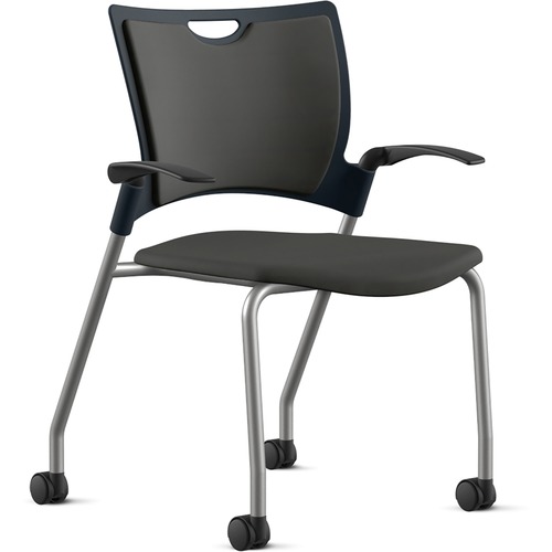 9to5 Seating  Stack Chair,w/Arms&Casters,25"x26"x33",Onyx Fabric/SR Frame