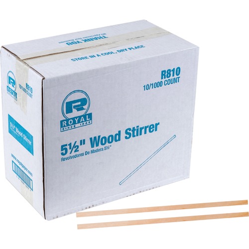 Wood Coffee Stirrers, 5 1/2" Long, Woodgrain, 10000 Stirrers/carton
