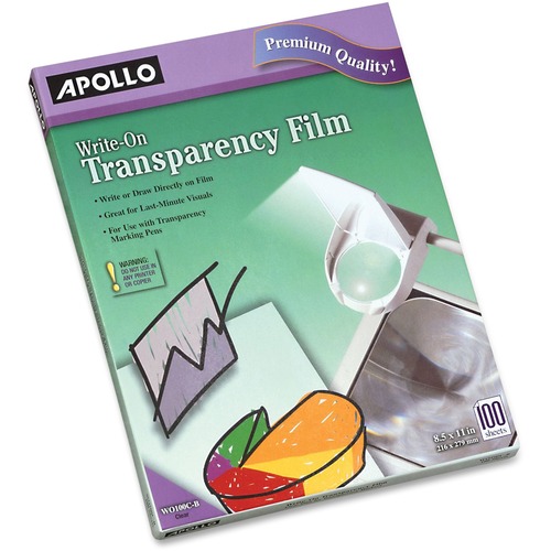 Write-On Transparency Film, Letter, Clear, 100/box
