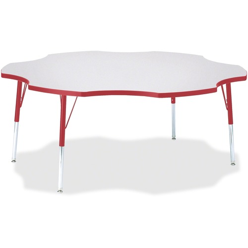 Jonti-Craft, Inc.  Activity Table, Six-Leaf, 24"-31"x60", Red