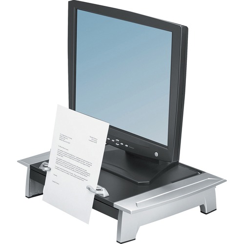 OFFICE SUITES MONITOR RISER PLUS, 19.88" X 14.06" X 4" TO 6.5", BLACK/SILVER, SUPPORTS 80 LBS