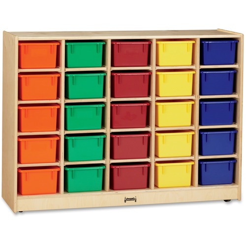 Jonti-Craft, Inc.  Mobile 25 Cubbie-Tray Unit,w/Color Bins,35.5"x48"x15",Baltic