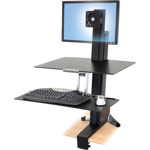 WORKFIT-S SIT-STAND WORKSTATION WITH WORKSURFACE, LCD LD MONITOR, ALUMINUM/BLACK