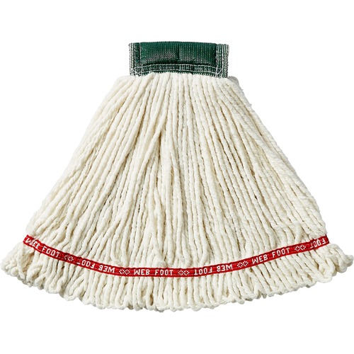 WEB FOOT SHRINKLESS LOOPED-END WET MOP HEAD, COTTON/SYNTHETIC, MEDIUM, WHITE, 6/CARTON