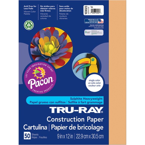 TRU-RAY CONSTRUCTION PAPER, 76LB, 9 X 12, TAN, 50/PACK