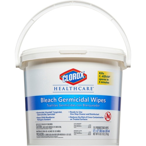 Bleach Germicidal Wipes, 12 X 12, Unscented, 110/bucket