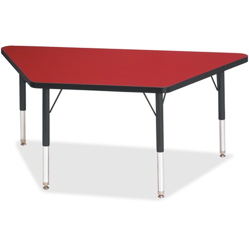 Jonti-Craft, Inc.  Activity Table, Trapezoid, 11"-15"x24"x48", Red/Black