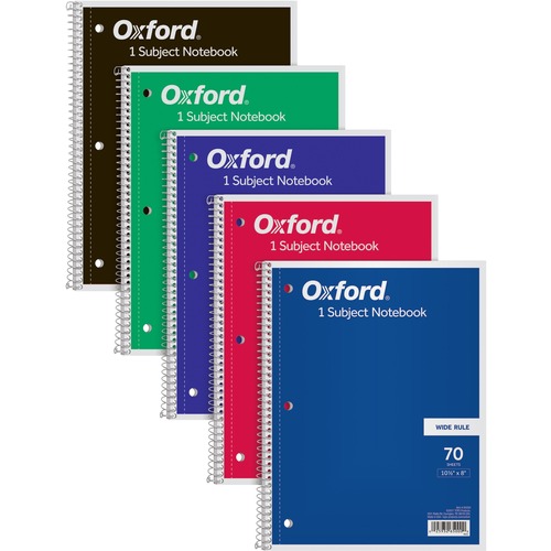 COIL-LOCK WIREBOUND NOTEBOOKS, 1 SUBJECT, WIDE/LEGAL RULE, ASSORTED COLOR COVERS, 10.5 X 8, 70 SHEETS