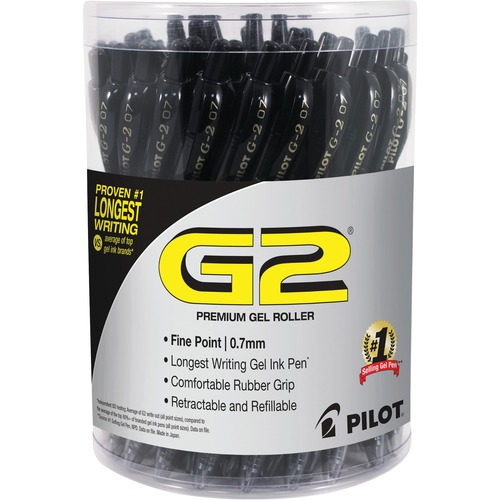 G2 PREMIUM RETRACTABLE GEL PEN, FINE 0.7 MM, BLACK INK/BARREL, 36/PACK