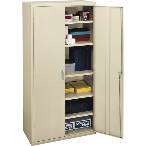 ASSEMBLED STORAGE CABINET, 36W X 18 1/8D X 71 3/4H, PUTTY