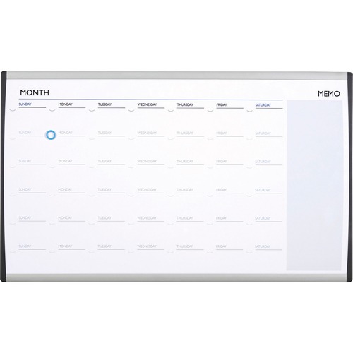 Magnetic Dry-Erase Calendar, 18 X 30, White Surface, Silver Aluminum Frame