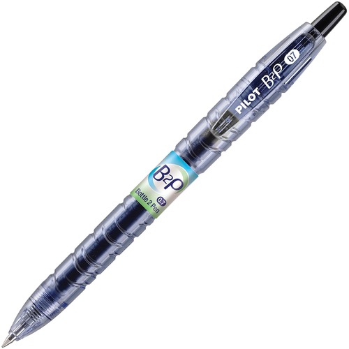 B2P BOTTLE-2-PEN RECYCLED RETRACTABLE GEL PEN, 0.7MM, BLACK INK, TRANSLUCENT BLUE BARREL