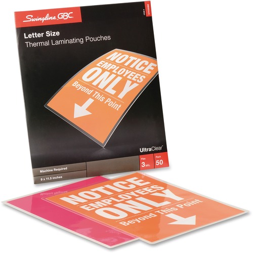 ULTRACLEAR THERMAL LAMINATING POUCHES, 3 MIL, 9" X 11.5", GLOSS CLEAR, 50/BOX
