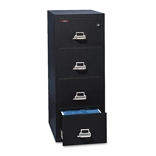 FOUR-DRAWER VERTICAL FILE, 17.75W X 31.56D X 52.75H, UL 350 DEGREE FOR FIRE, LETTER, BLACK