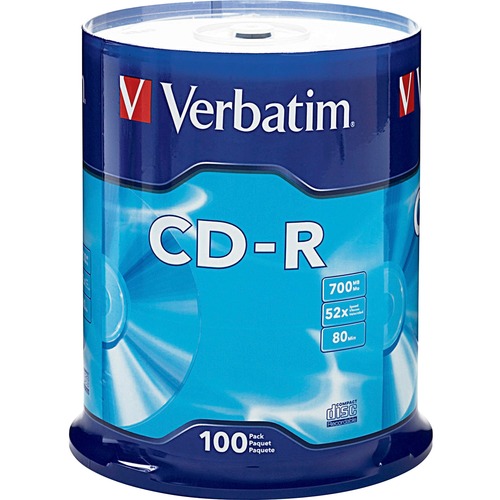 Cd-R Discs, 700mb/80min, 52x, Spindle, Silver, 100/pack