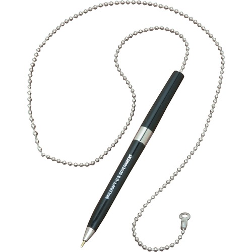 SKILCRAFT  Ballpoint Chain Pen, Medium Point, 24" Chain, 12/DZ, BK Ink