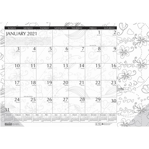 House Of Doolittle  Monthly Desk Pad, 1ppm, 12Mth Jan-Dec, 22"x17", BKWE