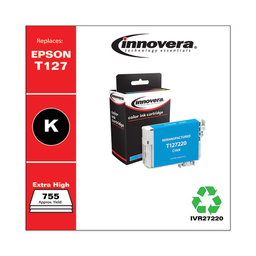 REMANUFACTURED CYAN INK, REPLACEMENT FOR EPSON 127 (T127220), 755 PAGE-YIELD