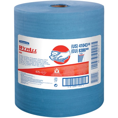 X80 Cloths With Hydroknit, Jumbo Roll, 12 1/2 X 13 2/5, Blue, 475/roll