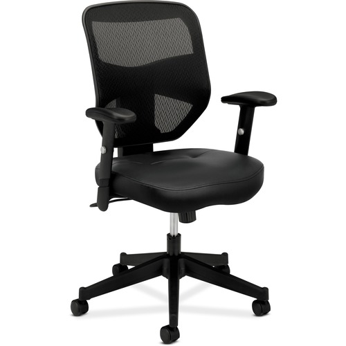 VL531 MESH HIGH-BACK TASK CHAIR WITH ADJUSTABLE ARMS, SUPPORTS UP TO 250 LBS., BLACK SEAT/BLACK BACK, BLACK BASE