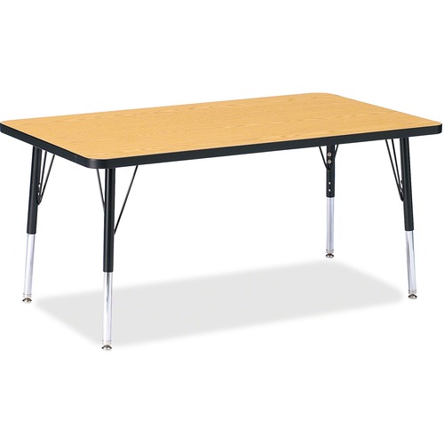 Jonti-Craft, Inc.  Rectangular Activity Table, 30"x48"x15"-24", Oak/Black