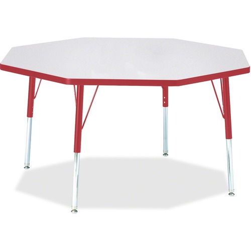 Jonti-Craft, Inc.  Octagon Activity Table, 48"x48", Gray/Red