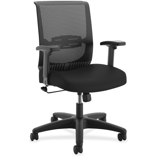 CONVERGENCE MID-BACK TASK CHAIR WITH SWIVEL-TILT CONTROL, SUPPORTS UP TO 275 LBS, BLACK SEAT, BLACK BACK, BLACK BASE