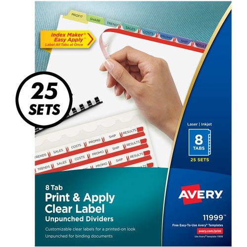 DIVIDERS,UNPNCHD,8TAB,MULTI