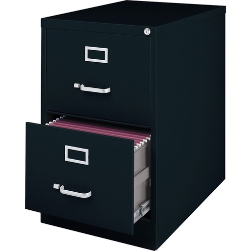Lorell  Vertical File Cabinet, 2 DR, LGL, 18"X28-1/2"X28-3/4", BK