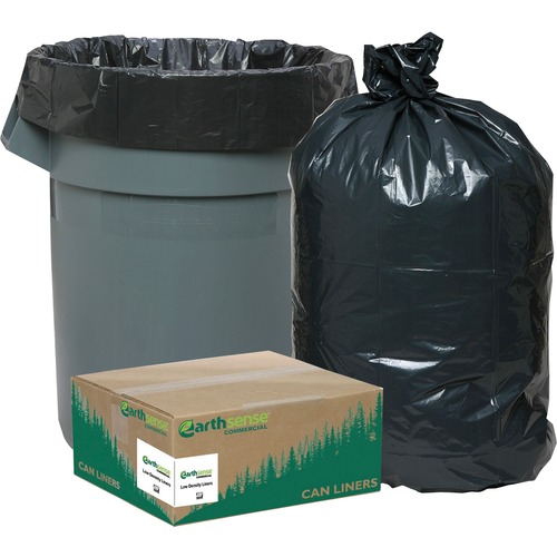 LINEAR LOW DENSITY RECYCLED CAN LINERS, 10 GAL, 0.85 MIL, 24" X 23", BLACK, 500/CARTON