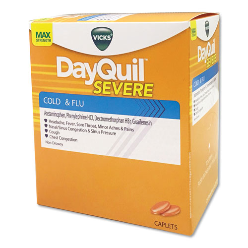 COLD AND FLU CAPLETS, DAYTIME, SEVERE COLD AND FLU, 25 PACKS/BOX