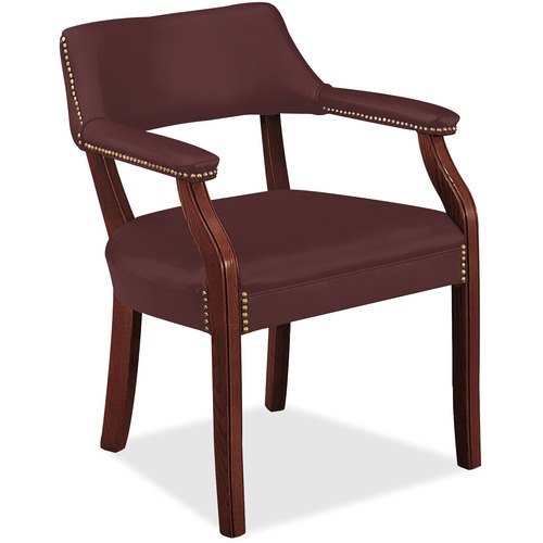 The HON Company  Guest Chair, 25"x27-1/2"x35-3/4", MY Wood/Merlot Vinyl