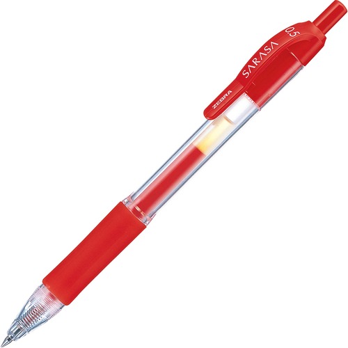 SARASA DRY GEL X20 RETRACTABLE GEL PEN, FINE 0.5MM, RED INK, TRANSLUCENT RED BARREL, DOZEN