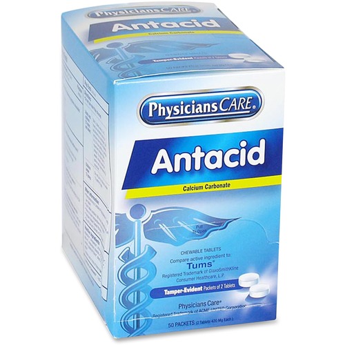 Antacid Calcium Carbonate Medication, Two-Pack, 50 Packs/box