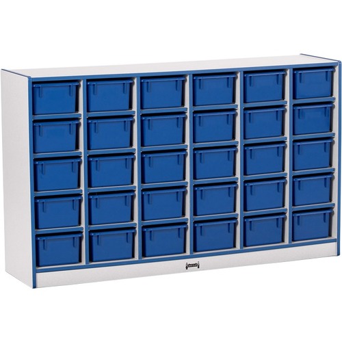 Jonti-Craft, Inc.  Mobile 30 Cubbie-Tray Unit,w/o Bins,35.5"x57.5"x15",Blue