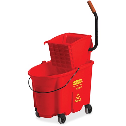 Rubbermaid Commercial Products  Wavebrake Mop Bucket/Wringer System, 35Qrt, Red