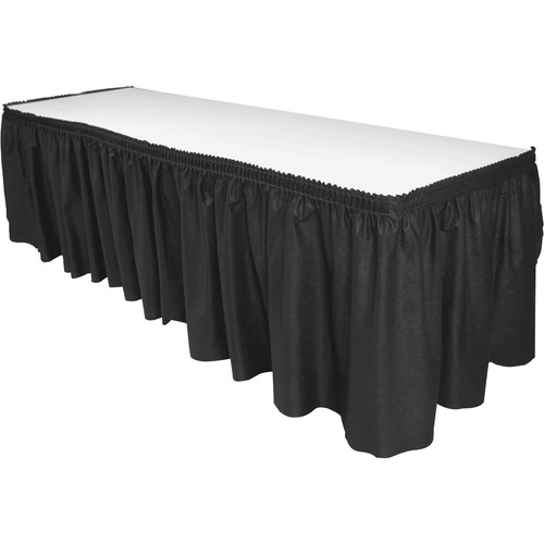 Genuine Joe  Table Skirting, Pleated Polyester, 29"x14 ft., Black