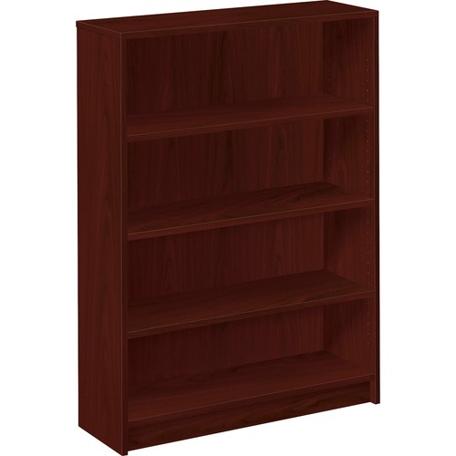 The HON Company  4 Shelf Bookcase, 3 Adj., 36"Wx11-1/2"Dx48-3/4"H, Mahogany