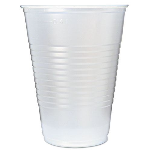 RK RIBBED COLD DRINK CUPS, 16OZ, TRANSLUCENT, 50/SLEEVE, 20 SLEEVES/CARTON