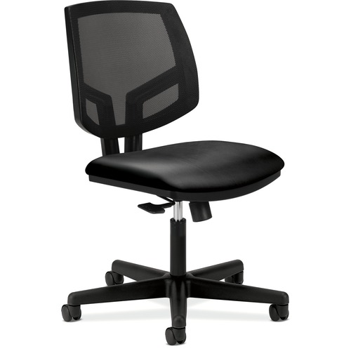 VOLT SERIES MESH BACK LEATHER TASK CHAIR, SUPPORTS UP TO 250 LBS., BLACK SEAT/BLACK BACK, BLACK BASE