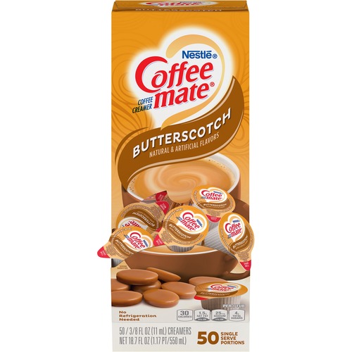 LIQUID COFFEE CREAMER, BUTTERSCOTCH, 0.38 OZ MINI CUPS, 50 CUPS/BOX